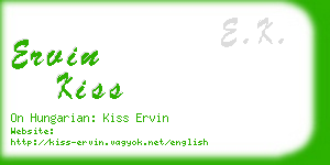 ervin kiss business card